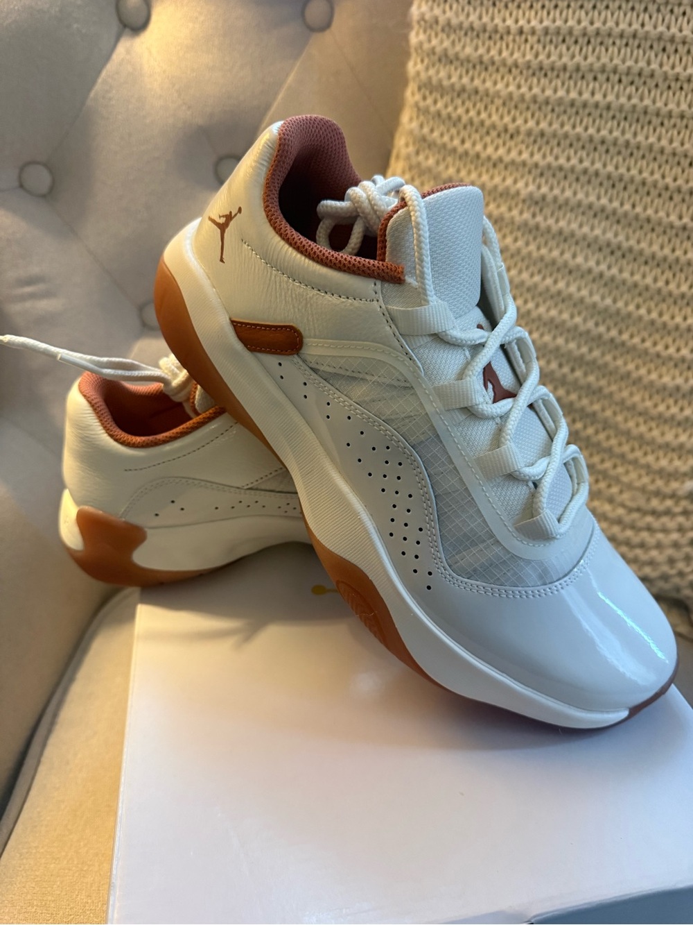 Jordan White Sneakers with Tan Accents